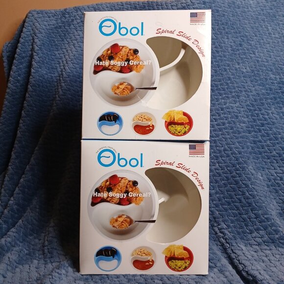 2 Obol The Original Crispy Bowl Spiral Slide Design WHITE USA Made Swoop Scoop - Picture 3 of 10
